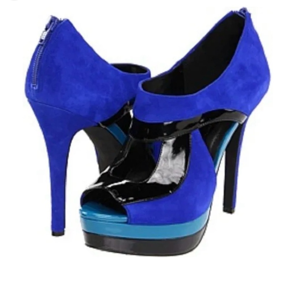 NWT Jessica Simpson Evannan Royal Blue
Suede Zip -Back Platform pumps 8